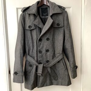 Men’s Zara Double Breasted Trenchcoat Herringbone Weave. Made in Italy Men’s XXL